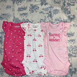 Baby Bodysuits - Pink and White Set